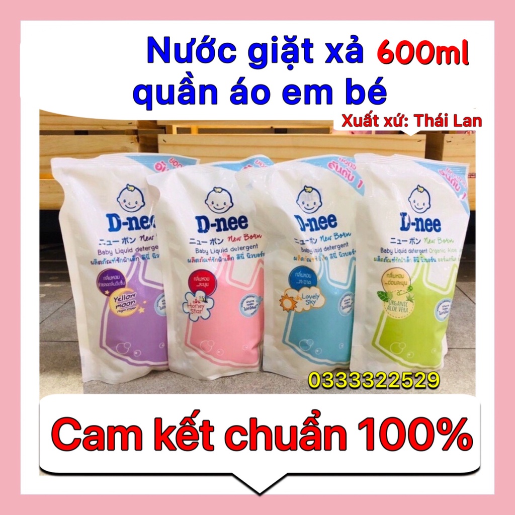 Nước GIẶT xả quần áo sơ sinh, trẻ em Dnee can 2.8l an toàn cho bé
