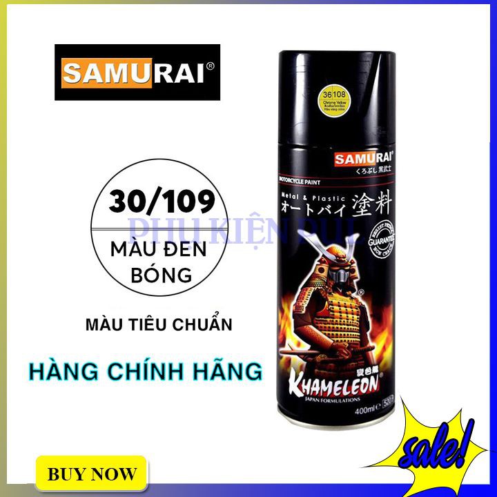 Sơn Xịt Xe Máy Màu Đen Bóng Samurai 30/109 Chính Hãng