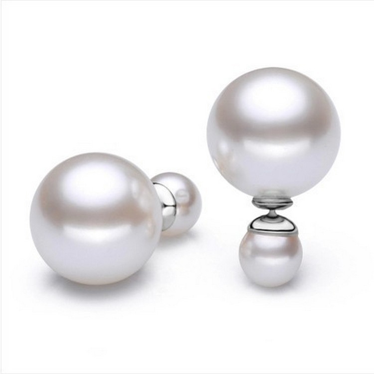 Korean bông tai Best Selling hoa tai ngọc trai Double-sided Pearl Earrings
