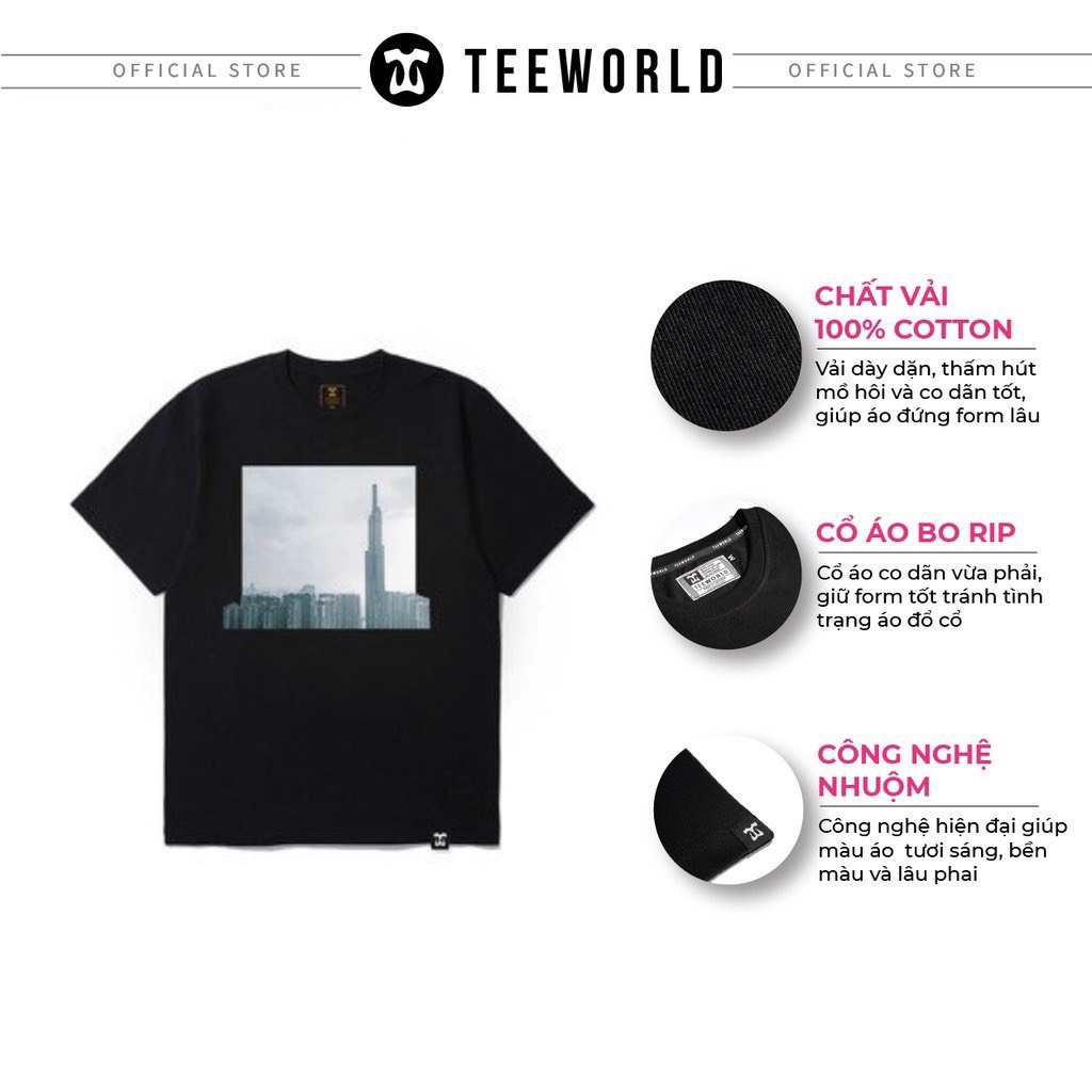 Áo thun Teeworld Saigon Landscape Nam Nữ Trắng Đen Form Rộng Unisex
