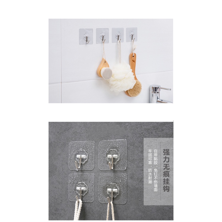 Bộ 10 móc treo đồ dán tường hình hoa trong suốt chống nước