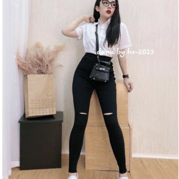 Quần dài skinny vải kaki lưng tôn dáng