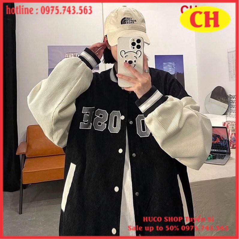 Áo khoác bomber nỉ dày OSE hàng in- Áo phối tay thu đông nam nữ form rộng unisex freesize mặc đôi nhóm