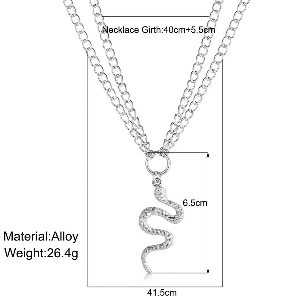 Dây Chuyền/ Khuyên Tai/Kẹp Tóc Mặt Hình Con Rắn Hai Tầng Cá Tính Thời Trang Dành Cho Nữ