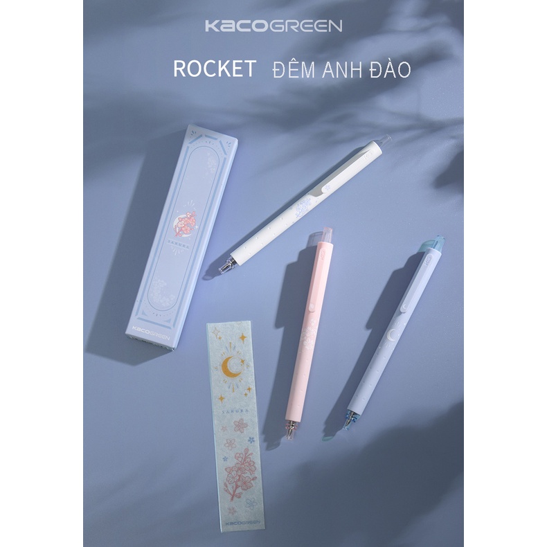 Bộ 3 bút gel Kaco Rocket Sakura ngòi 0,5mm