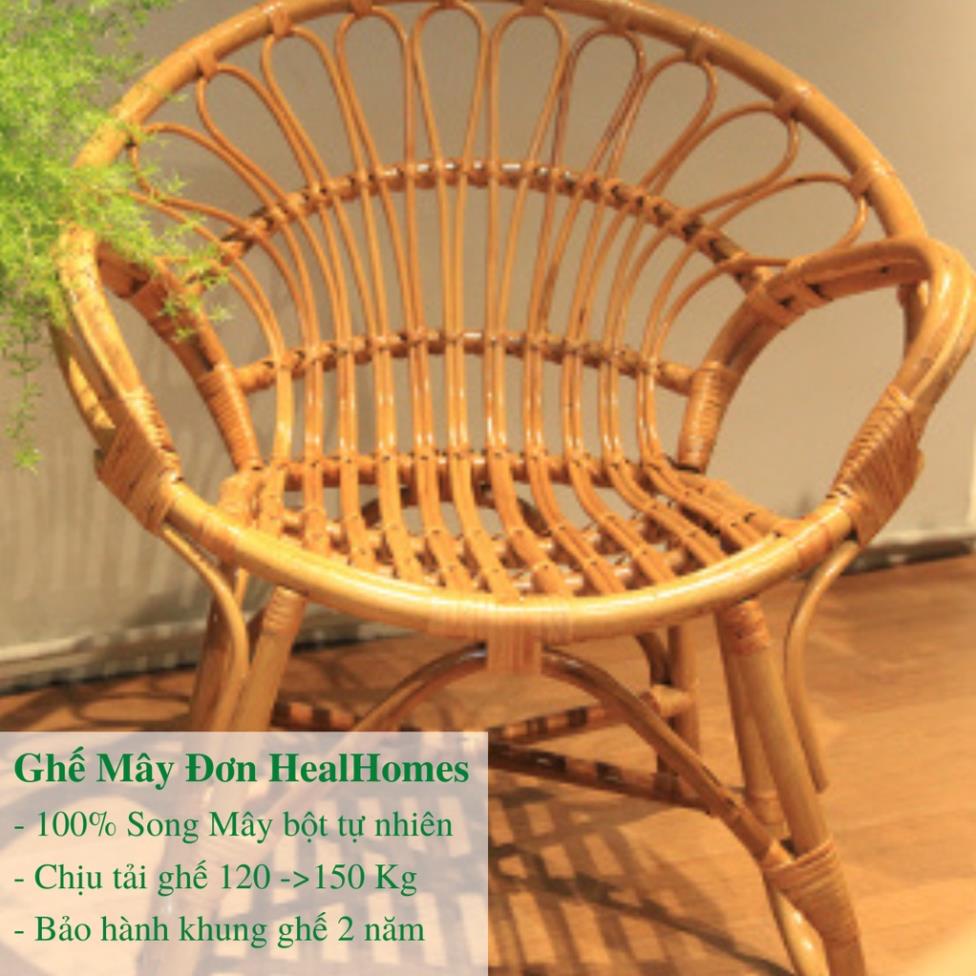 Ghế mây đơn tròn thư giãn đọc sách, trang trí phòng khách nghỉ ngơi, decor phòng ngủ, ghế ban công ngoài trời/ HealHomes