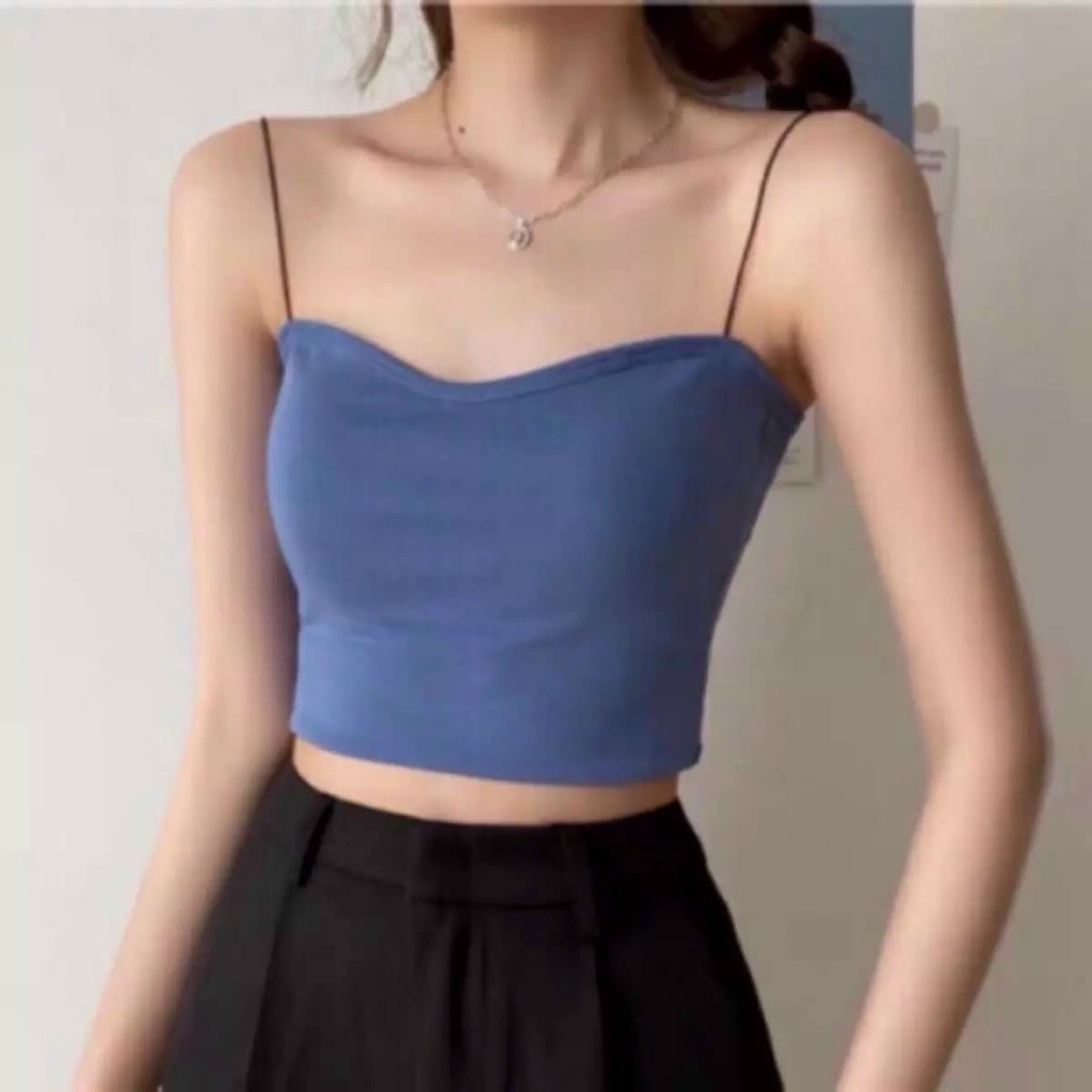 Áo 2 dây Linbi có đệm nâng ngực, sợi bún mảnh cotton siêu mát bozip kiểu dáng thời trang ôm sát, tôn dáng SP011