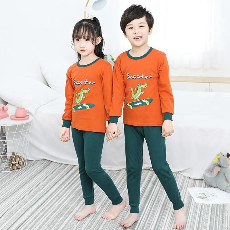 Bộ Pijama Dài Tay+Quần Dài In Họa Tiết Hoạt Hình Cho Bé