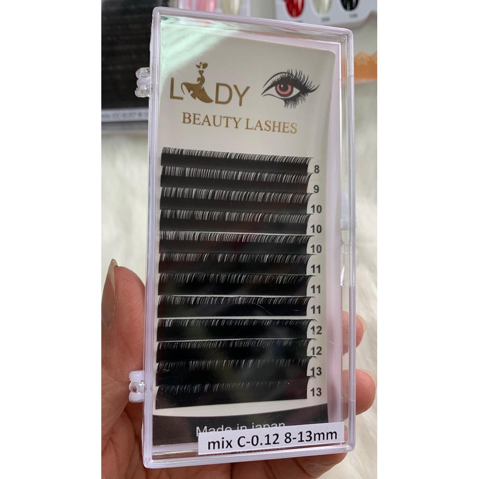 Mi Mix Mi Khay Nối Mi Lady Đủ Tất Cả Các Độ Dày 0.07, 0.10, 0.12 Đủ Độ Cong C,CC,D, LD và U. Đủ Độ Dài 8-13mm