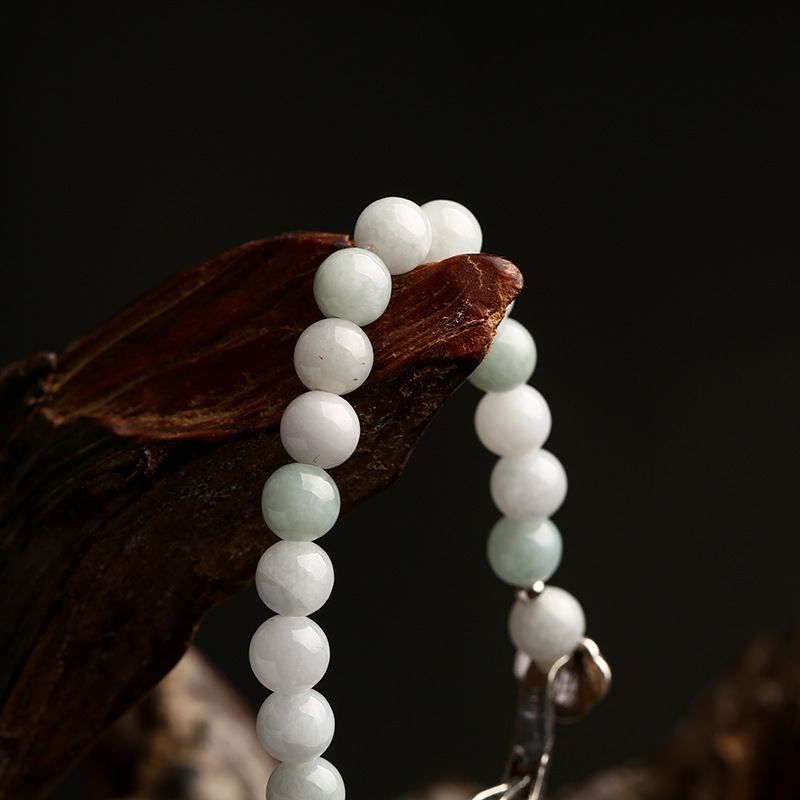 Natural Jadeite Silver Bracelet