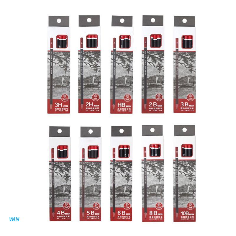 Hộp 12 Bút Chì Màu 2H HB 2B 3B 3H 4B 5B 6B 8B 10B