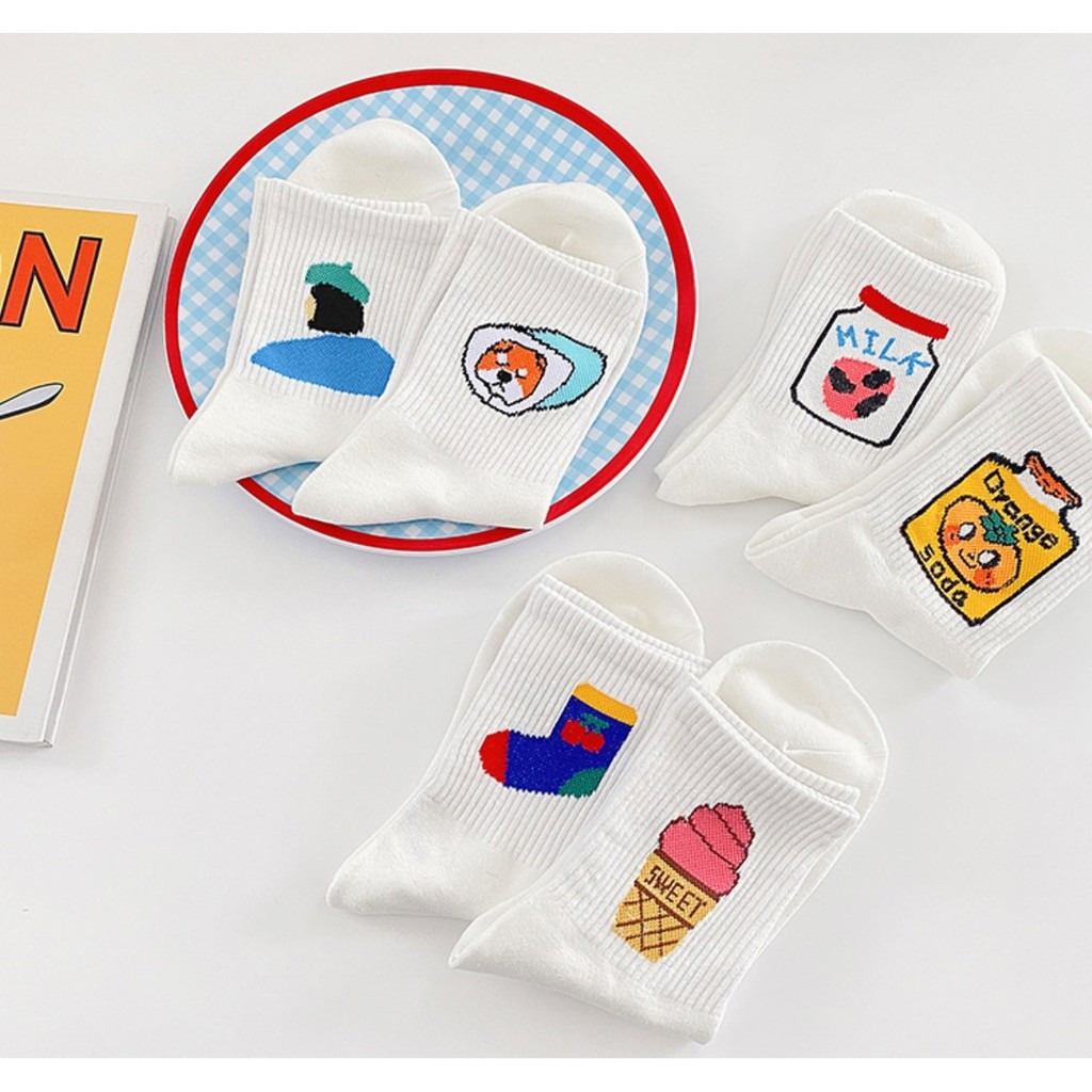 TẤT cao cổ TRẮNG DỆT MILK SWEET