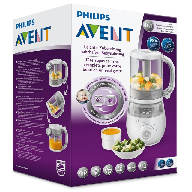 Máy hấp và xay thức ăn 4 in 1 của Philips Avent