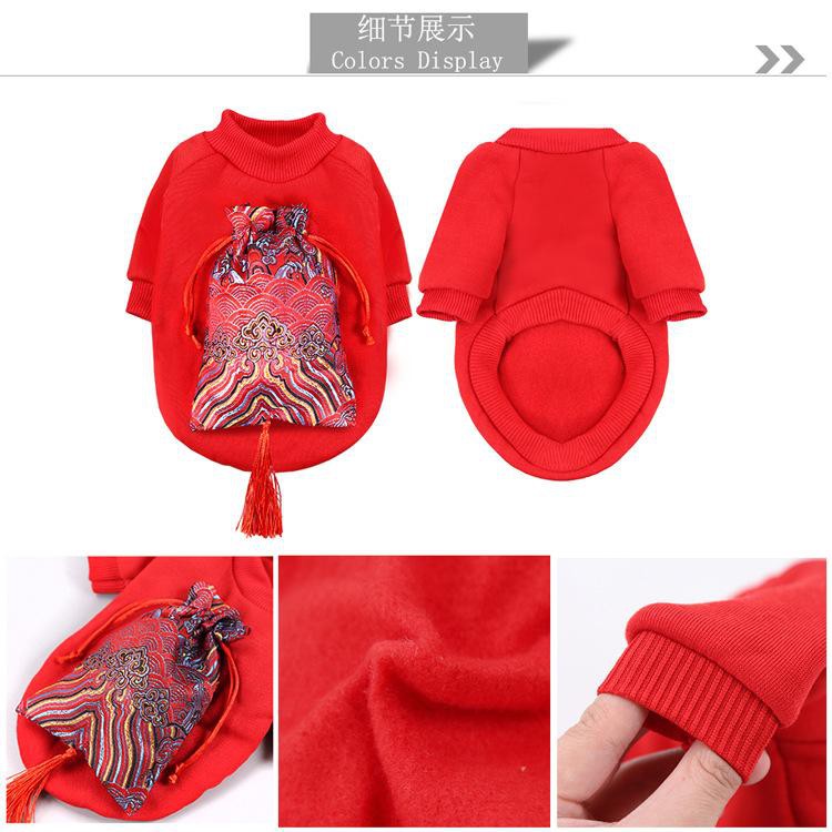 [ Quần Áo Thú Cưng ] Áo chó đỏ mang theo túi may nắm