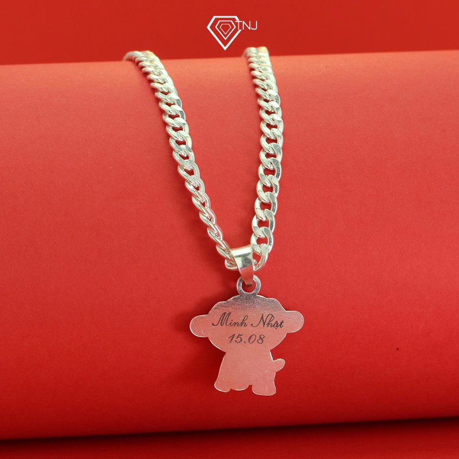 Dây chuyền bạc cho bé hình con cún khắc tên dễ thương DCT0052 Trang Sức TNJ