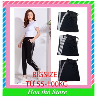 ( BIGSIZE 35-100KG) QUAN nam nữ thể thao, quần ống suông 3 sọc 1 sọc chất dày dặn, vải cao cấp Joger không xù không nhăn