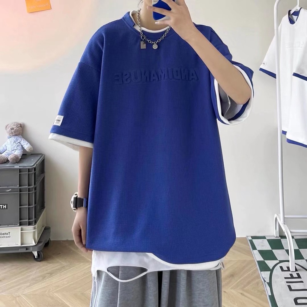 Áo phông nữ  áo đôi áo nam Hàn Quốc Màu sắc rắn simple áo thun nam cổ tròn áo bigsize mùa hè áo thun unisex