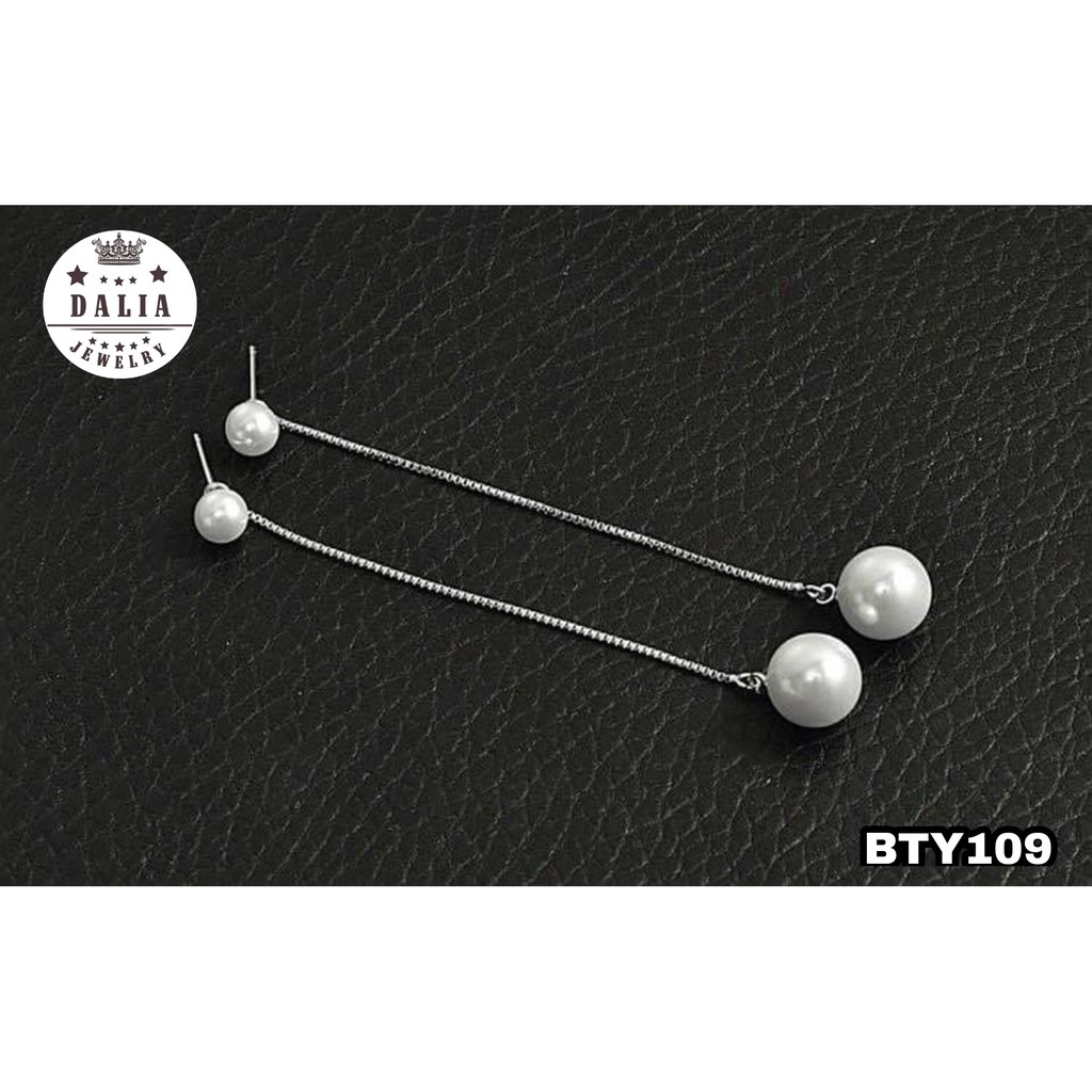Bông tai bạc nữ thật dáng dài hạt trai nhân tạo DaLiA Jewelry tiểu thư xinh xắn chuẩn bạc 925