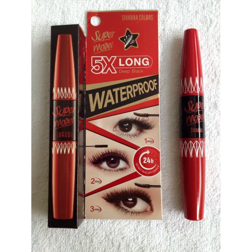 Chuốt Mi 2 Đầu Sivanna Super Model 5X Long Waterproof Mascara