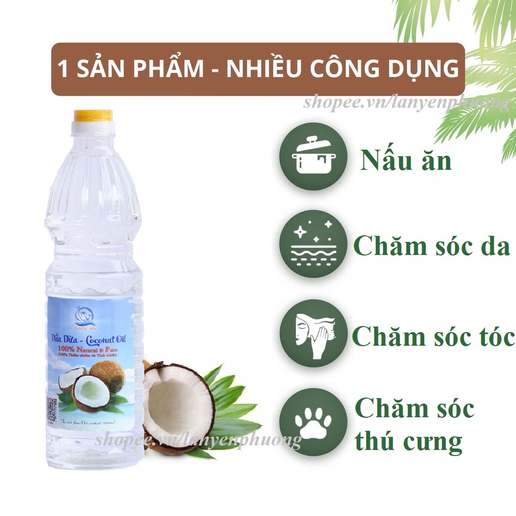 Dầu Dừa Ngọc An Ép Lạnh Tinh Khiết 900ml