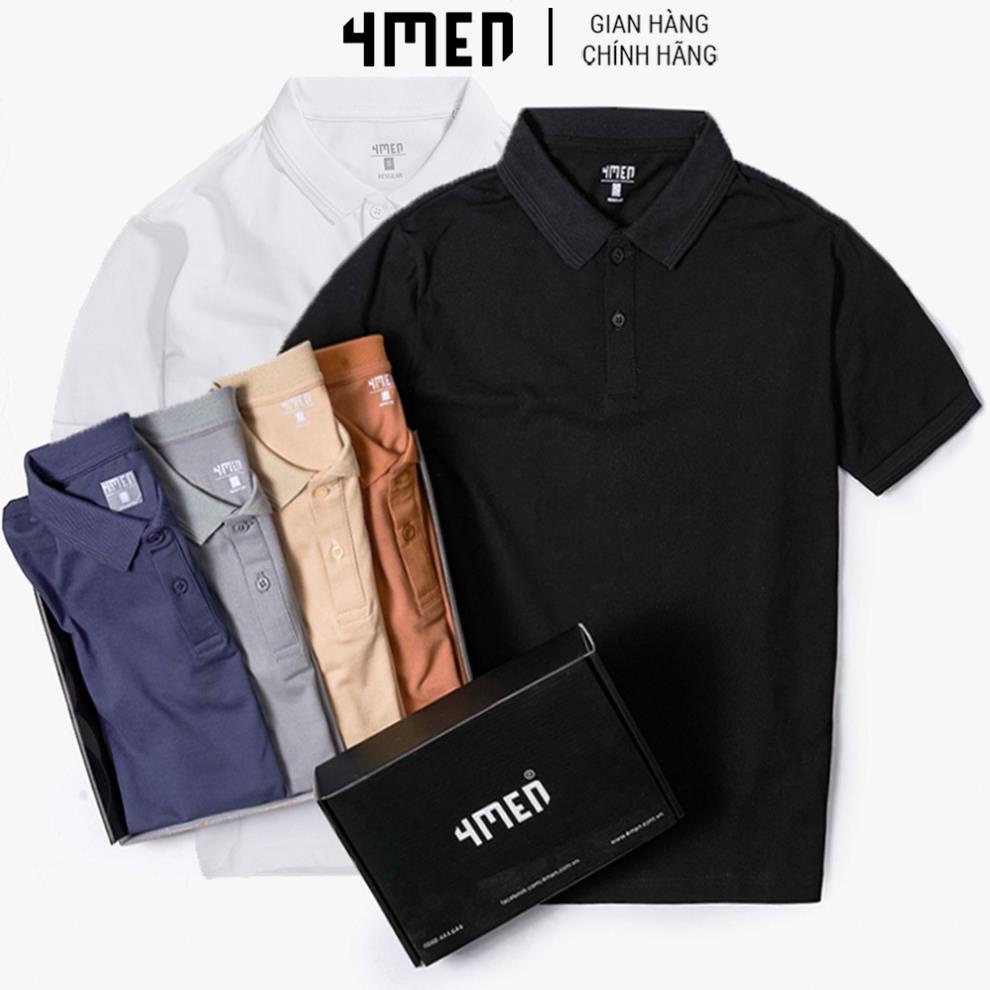 Áo polo nam trơn đẹp 4MEN PO035 có cổ trụ bẻ, ngắn tay, vải thun cá sấu cotton cao cấp chính hãng hàng hiệu giá rẻ .