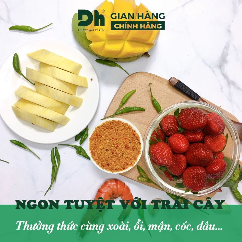 Muối tôm ớt, muối tiêu chanh Tây Ninh chấm rau củ quả DH Foods