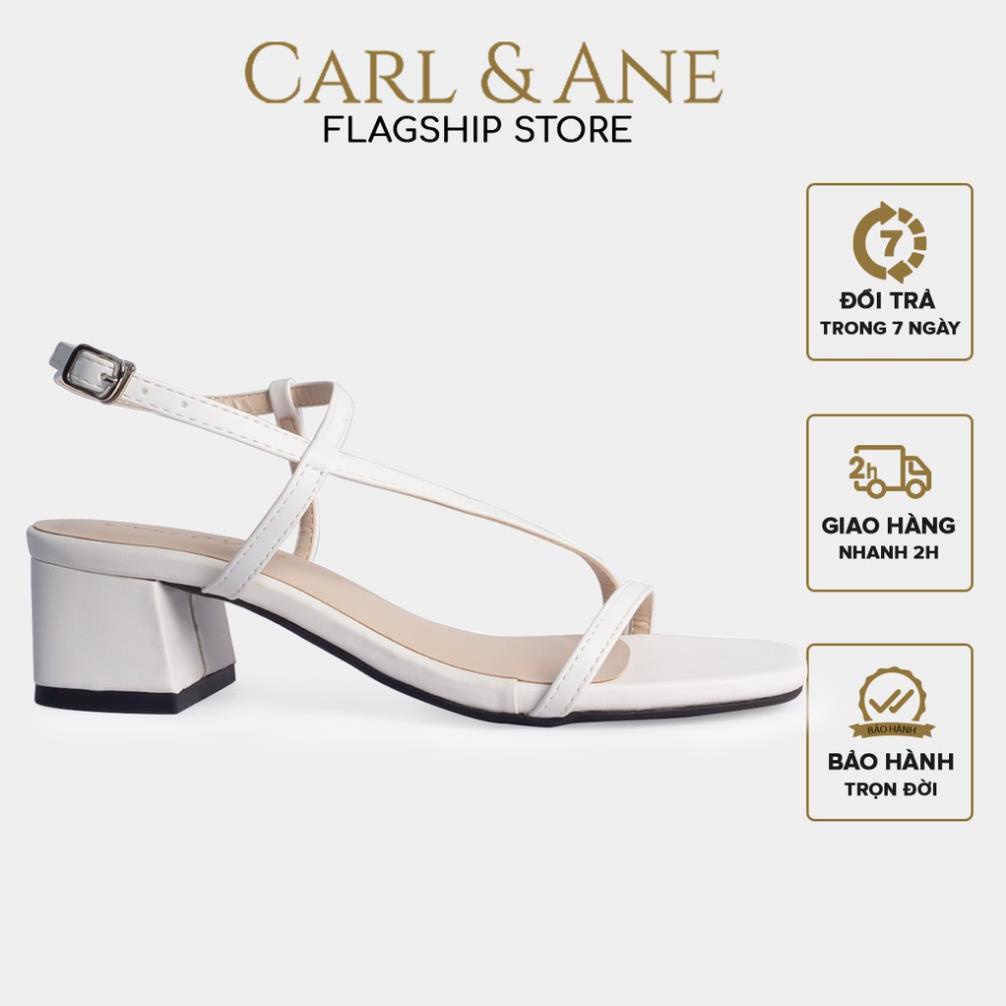Carl & Ane - Giày sandal cao gót phối dây quai mảnh cao 4cm màu trắng _ CS011 KL