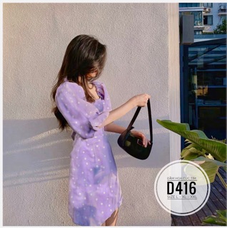 Bigsize Đầm hoa cúc tím D416