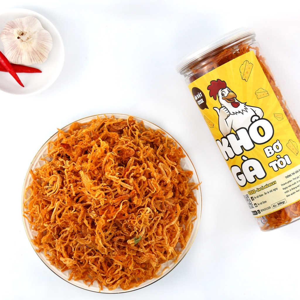 Khô gà bơ tỏi hộp Ozee 300g siêu ngon đồ ăn vặt Hà Nội | BigBuy360 - bigbuy360.vn