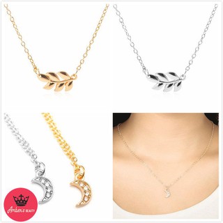 VÒNG CỔ DÂY TRUYỀN NỮ DẠNG MẮT XÍCH PHỐI CHIẾC LÁ- MẶT TRĂNG NỮ TÍNH J0315