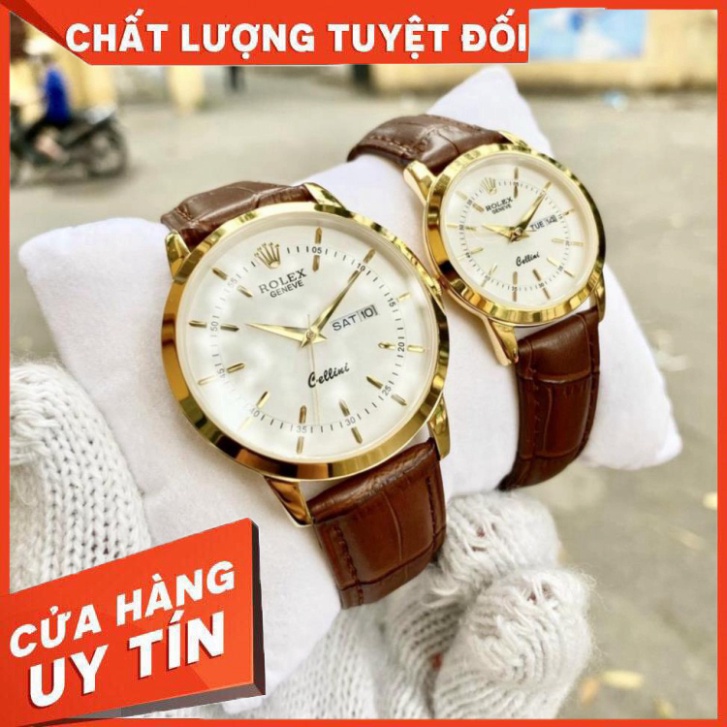 Đồng Hồ Đôi RoLex Sapphire R028 Case 38mm Mặt trơn 2 lịch Máy Pin Nhật