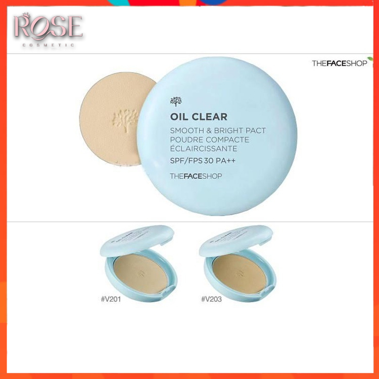 Phấn Phủ Kiềm Dầu The Face Shop Dạng Nén Siêu Mịn Cho Da Hỗn Hợp, Da Dầu TFS Oil Clear Smooth & Bright Powder 9g
