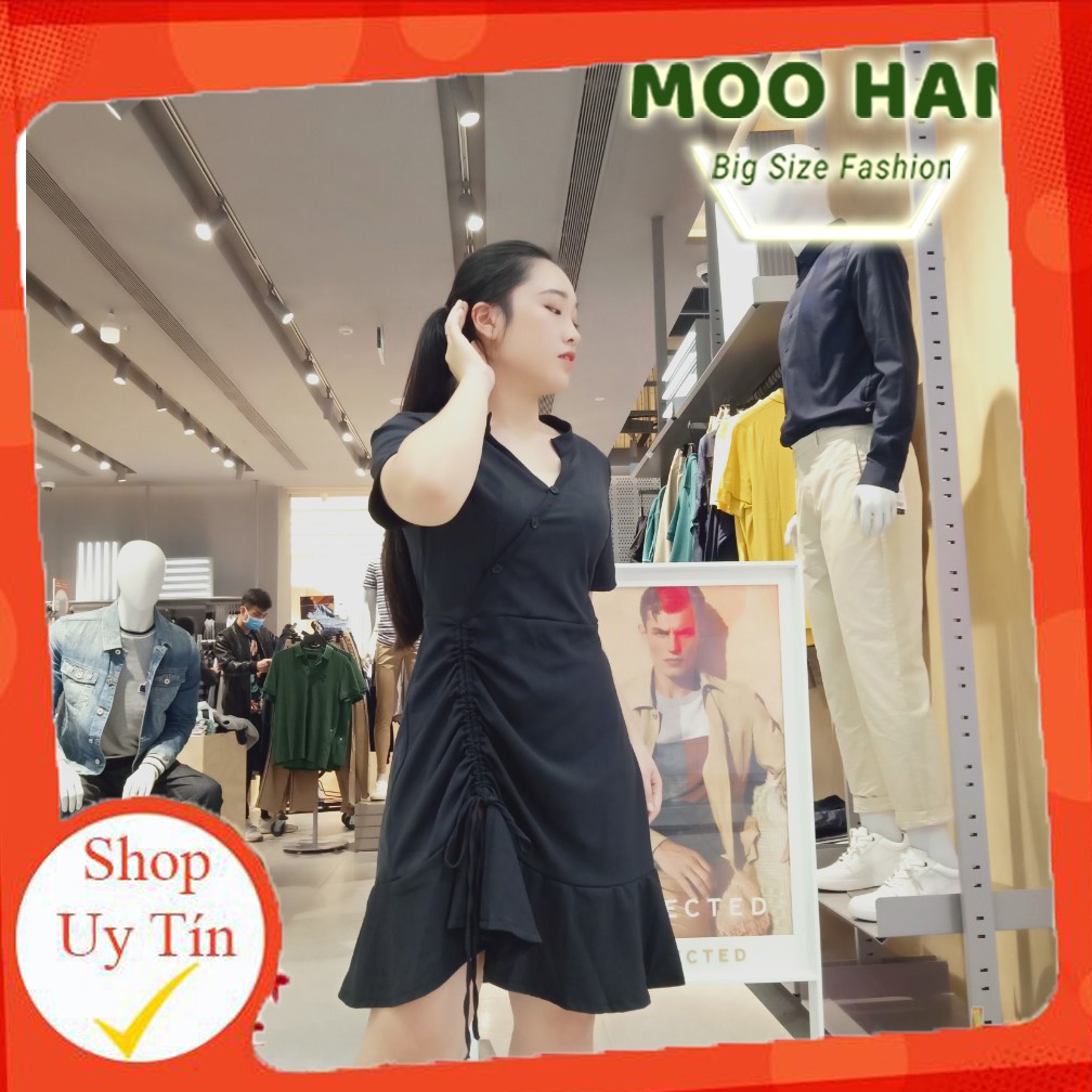 Đầm bigsize thanh lịch🌧⚡️𝐅𝐑𝐄𝐄 𝐒𝐇𝐈𝐏⚡️ 🌧đầm rút dây hông cổ tàu, sắc đen che mọi khuyết điểm, đầm sự kiện | BigBuy360 - bigbuy360.vn