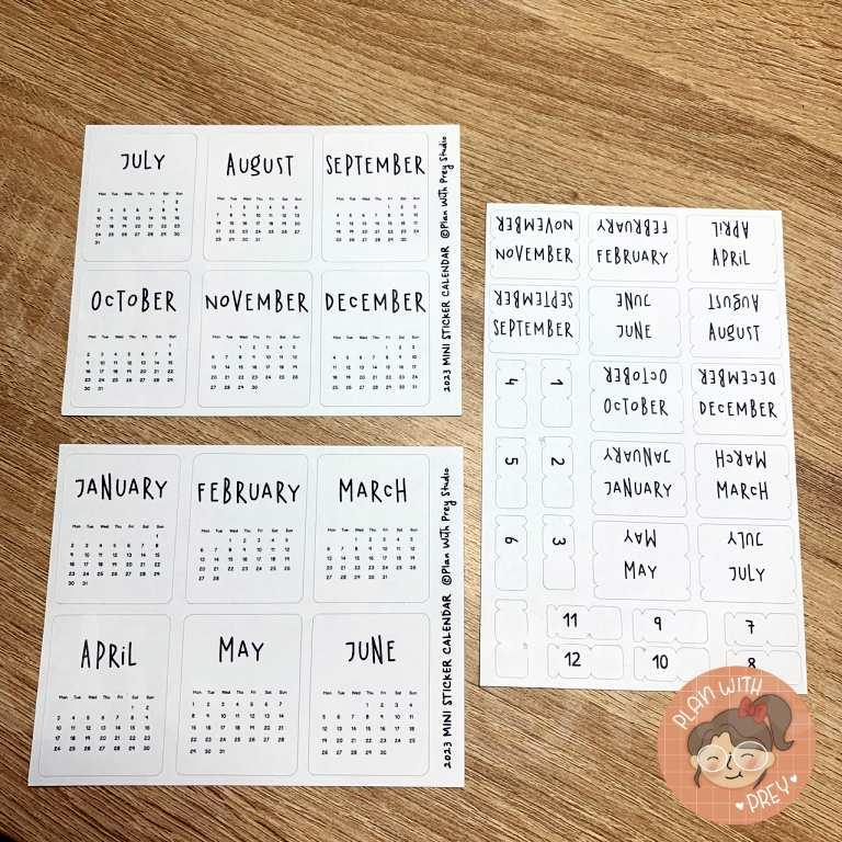 Sticker lịch 2023 và tag trang trí sổ, Bullet Journal, Planner | Design by Plan With Prey Studio