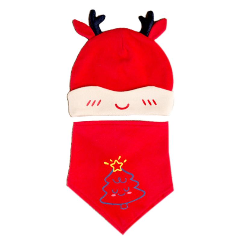Set 2 Mũ Beanie Kèm Khăn Choàng Cổ Tam Giác Dễ Thương Cho Bé