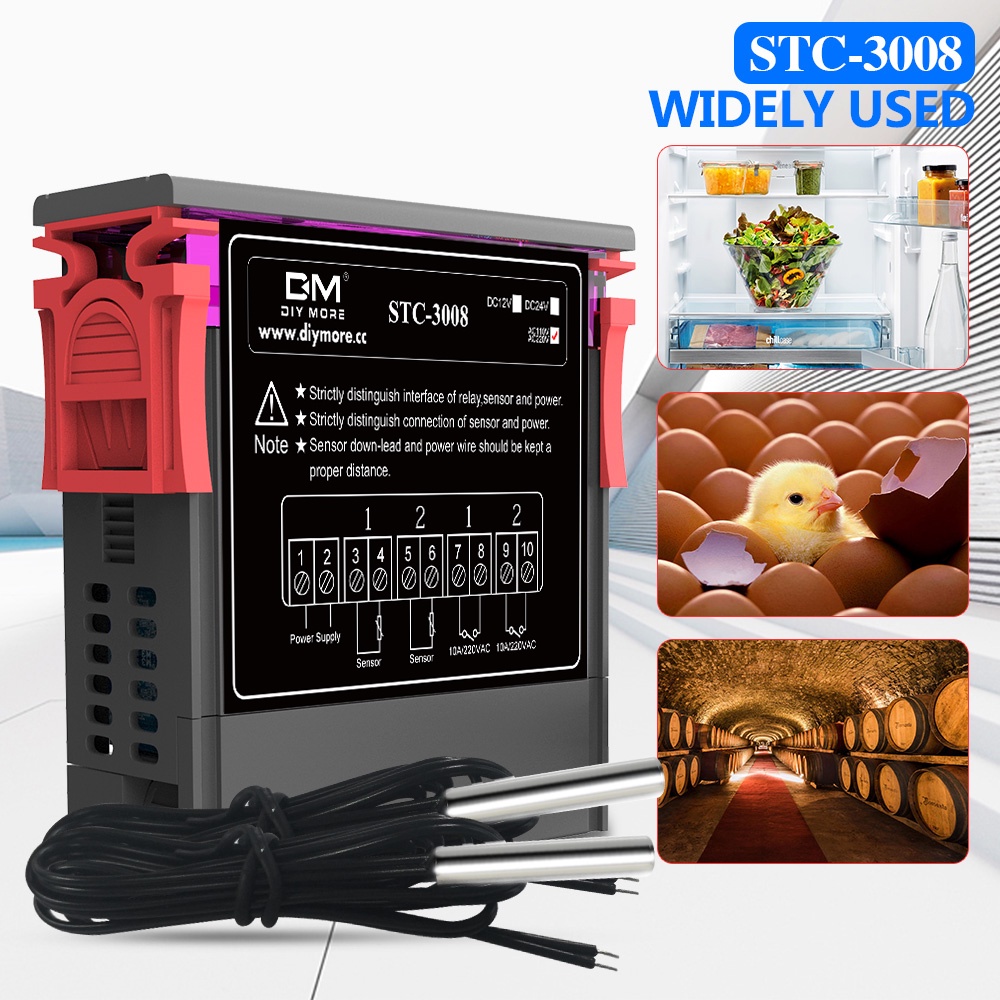 Thiết bị cảm biến nhiệt độ kỹ thuật số Pcbfun STC-3008 AC110-220V