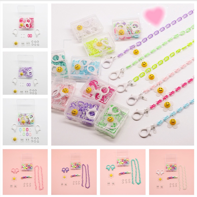 1 Hộp Đựng Mặt Nạ Trong Suốt Họa Tiết Hoa Cười Kèm Dây Đeo Tiện Dụng DIY