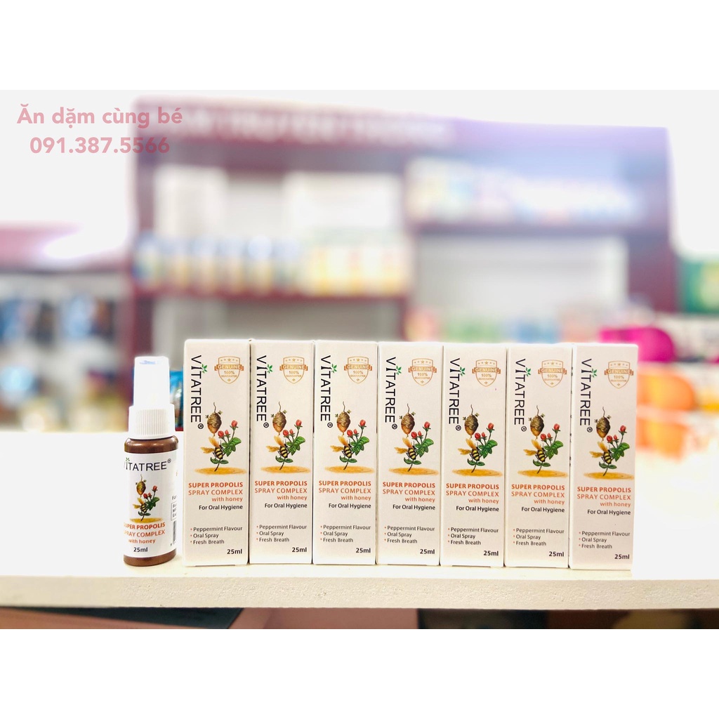 Xịt họng keo ong giảm ho VITATREE cho bé mẫu mới chính hãng 00417
