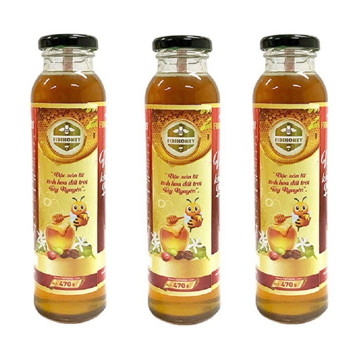 Combo 4 lọ mật ong FidiHoney hoa cafe (500gr/lọ) tặng 3 chai mật ong FidiHoney hoa rừng (470gr /chai)