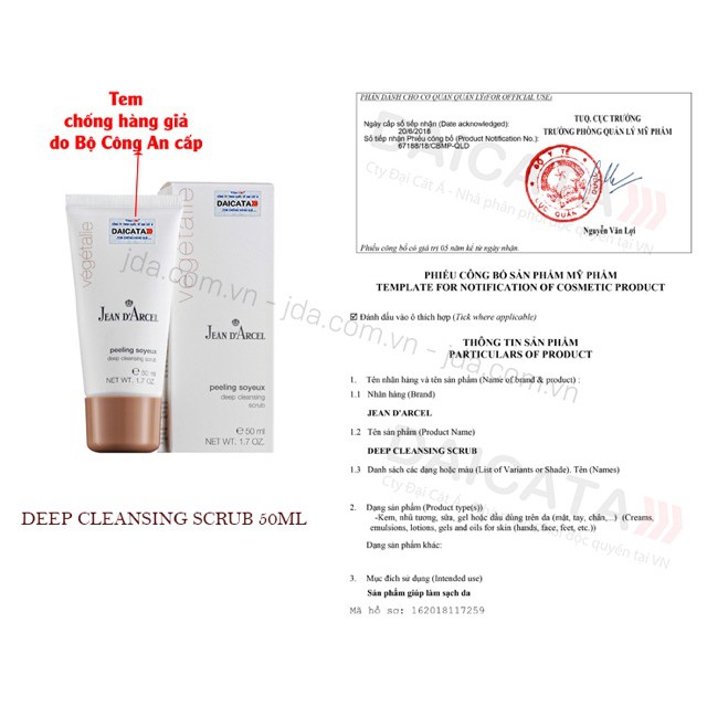 Tẩy tế bào chết dạng hạt JDA JEAN D'ARCEL DEEP CLEANSING SCRUB - KEM DẠNG HẠT LÀM SẠCH TẾ BÀO SỪNG - J135