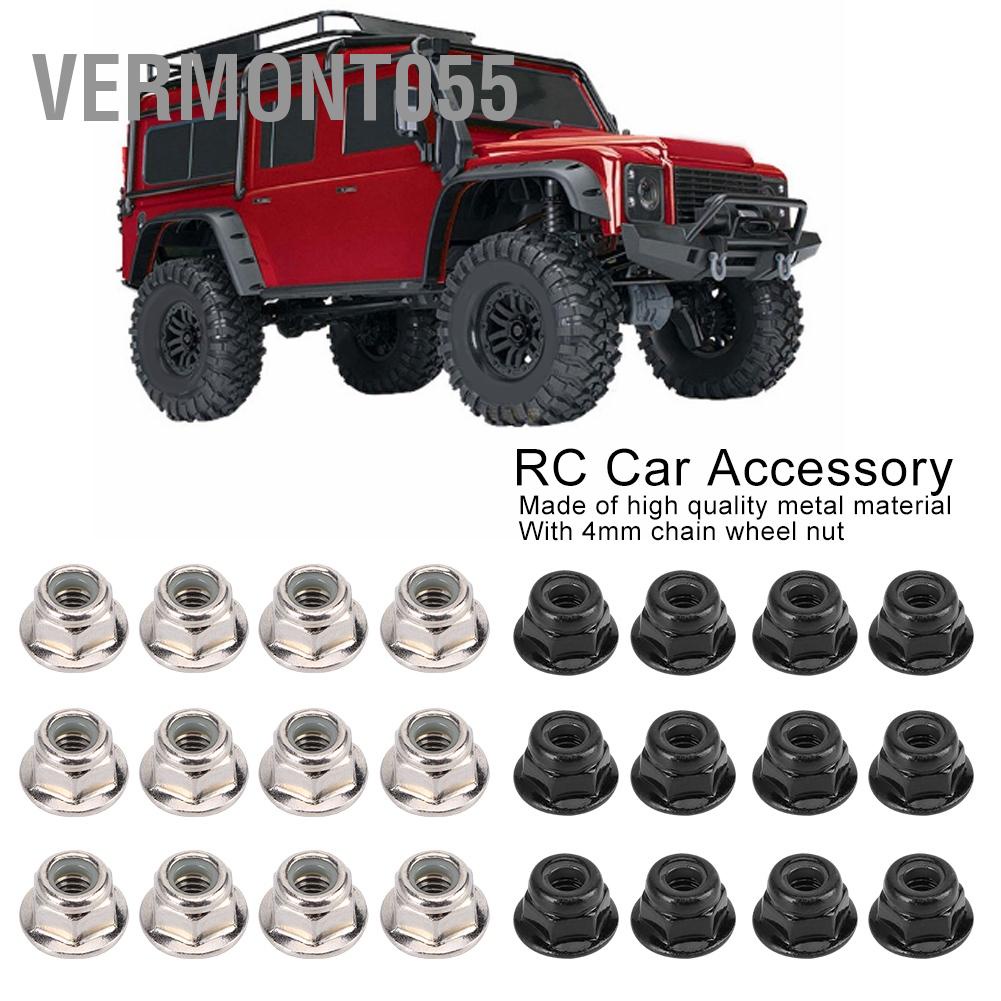 Vermont055 12PCS Non‑Slip Tire 4mm Lock Nut for Axial Traxxas TRX4 TRX6 SCX10 1/10 RC Model Car