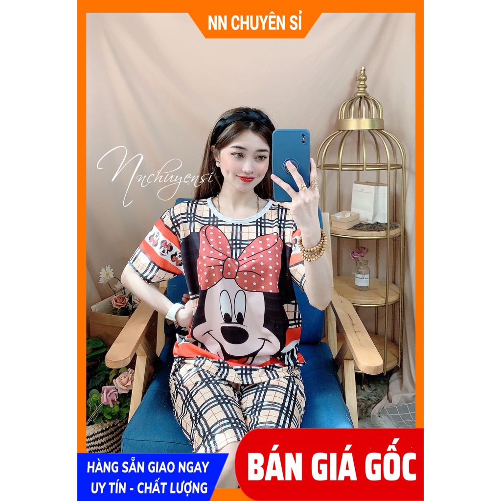 Đồ bộ thun 3D quần LỬNG mẹ và bé size đến 70kg chất thun mềm mát in hình hoạt hình dễ thương DBRBL FULL SIZE