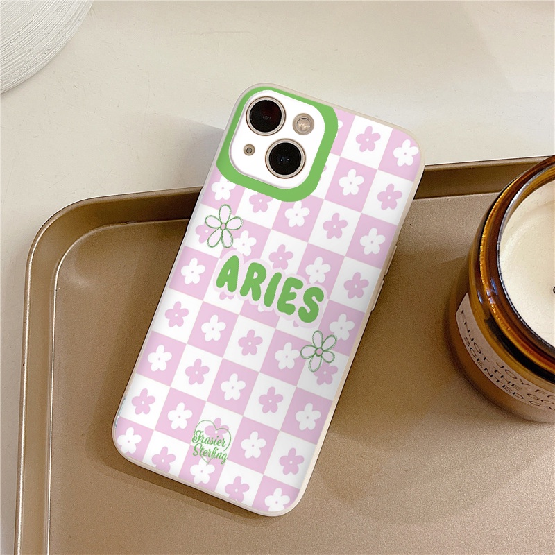 Ốp 11 pro max hình hoa Aries kẻ caro đẹp cho 6/6plus/6s/6splus/7/7plus/8/8plus/x/xr/xs/11/12/13/pro/max/plus/promax