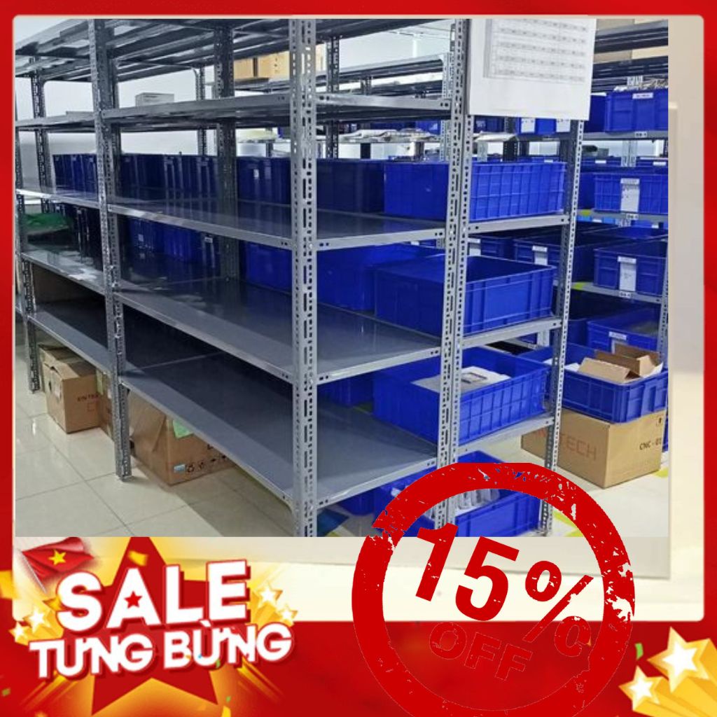 Kệ sắt v lỗ đa năng để hàng để đồ lắp ghép , Kích thước cao 2m x dài 1m5 x rộng 30 x 5 tầng