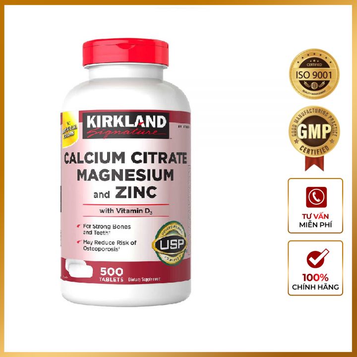 Viên Uống Kirkland Calcium Citrate Magnesium And Zinc 500 Viên Của Mỹ