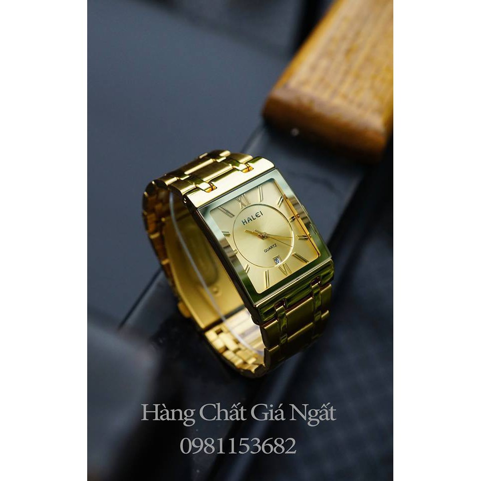 Đồng Hồ Nam Chính Hãng HELEI Nhật Mặt Vuông mã ( dây vàng mặt đen ) | BigBuy360 - bigbuy360.vn