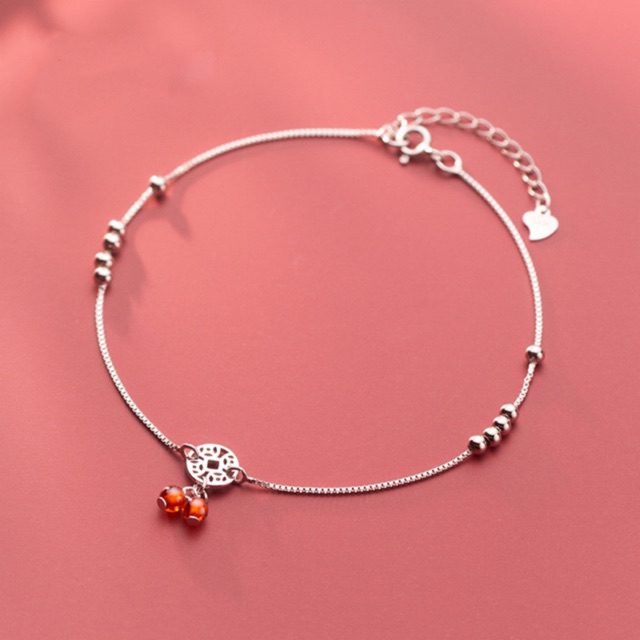 🍒 LẮC CHÂN BẠC S925 🍒 LẮC CHÂN KIM TIỀN CHERRY ĐỎ 🍒 BEST SELLER 🍒 LC0009