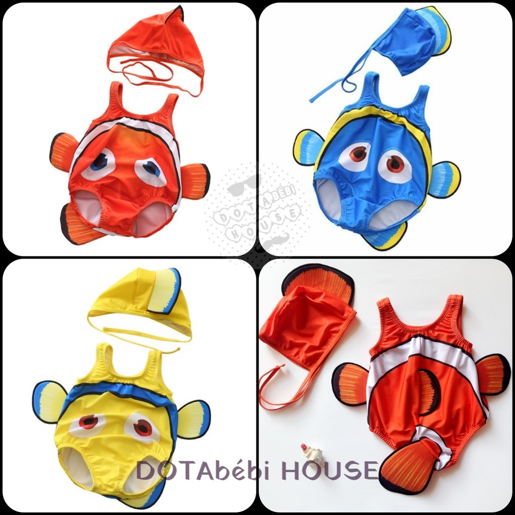 (có nón)[LOẠI 1 SIÊU ĐẸP] Đồ bơi cá nemo cho bé- DOTAbébi HOUSE