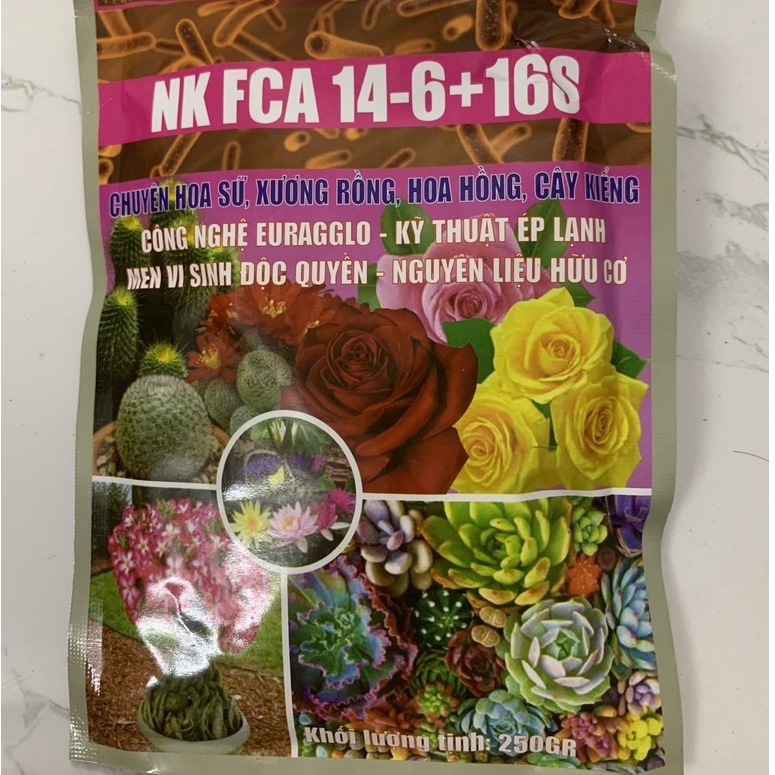 Phân bón chuyên hoa sứ xương rồng, hoa hồng, cây kiểng- phân bón hữu cơ men vi sinh độc quyền cao cấp 250g