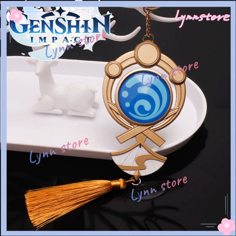 Trò chơi Genshin Impact Kamisato Ayato 1: 1 yếu tố nước mắt của Chúa móc khóa móc khóa Cosplay Nhẫn Chìa Khóa Túi Phụ Kiện Quà Tặng Phát Sáng